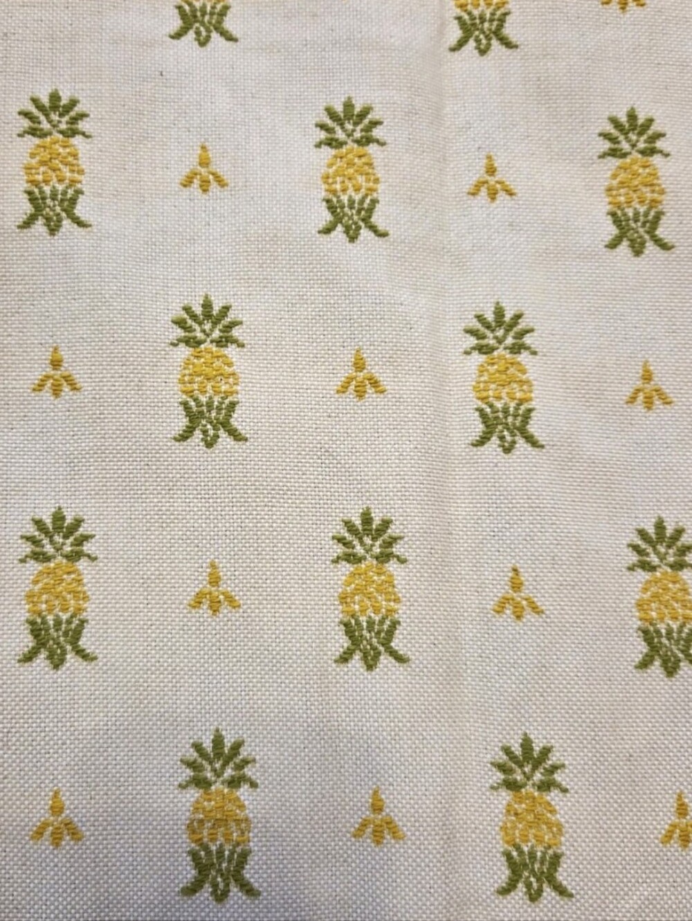 Vintage Pineapple Jacquard Upholstery Fabric Olive Green Gold 7.3 Yards x 55"